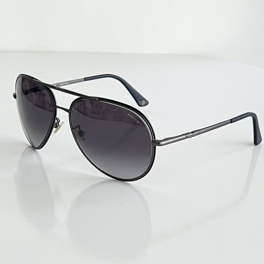 Police Aviators Black Aviator Sunglasses SPL966N Origins 12 Made in Italy